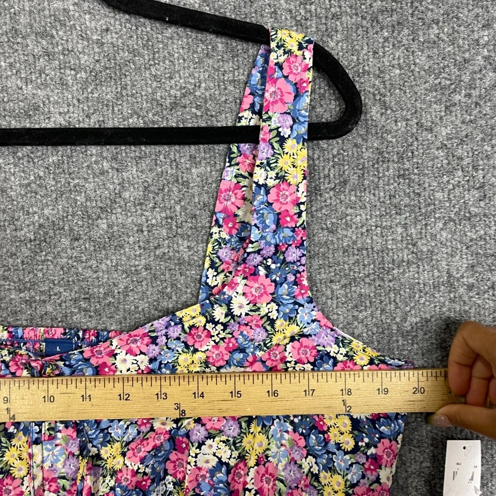 NEW Old Navy Fit & Flare Dress Womens Large Multi Floral Smocked Back Mini